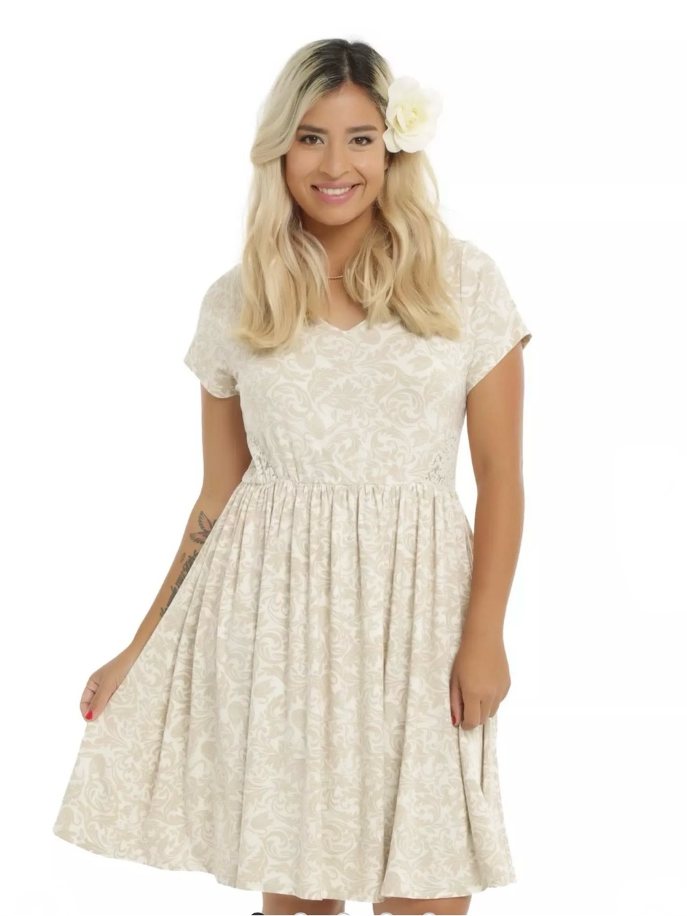 Hot Topic Once Upon A Time Emma & Hook Relationship Dress Beige Size Large
